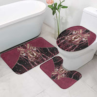 Qatar Football Bathroom Set Glitch Style Falcon With Arabic Patterns
