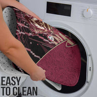 Qatar Football Bathroom Set Glitch Style Falcon With Arabic Patterns