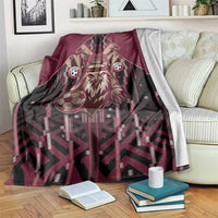 Qatar Football Blanket Glitch Style Falcon With Arabic Patterns