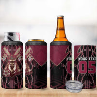 Custom Qatar Football 4 in 1 Can Cooler Tumbler Glitch Style Falcon With Arabic Patterns