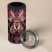 Custom Qatar Football 4 in 1 Can Cooler Tumbler Glitch Style Falcon With Arabic Patterns