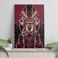 Qatar Football Canvas Wall Art Glitch Style Falcon With Arabic Patterns