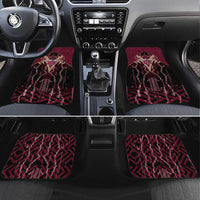 Custom Qatar Football Car Mats Glitch Style Falcon With Arabic Patterns