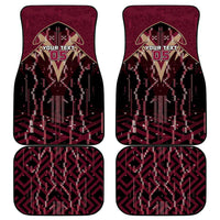Custom Qatar Football Car Mats Glitch Style Falcon With Arabic Patterns