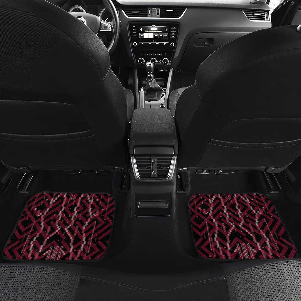 Custom Qatar Football Car Mats Glitch Style Falcon With Arabic Patterns