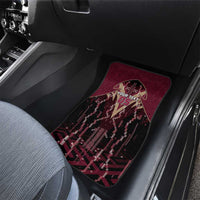 Custom Qatar Football Car Mats Glitch Style Falcon With Arabic Patterns