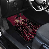 Custom Qatar Football Car Mats Glitch Style Falcon With Arabic Patterns
