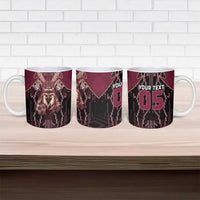 Custom Qatar Football Ceramic Mug Glitch Style Falcon With Arabic Patterns