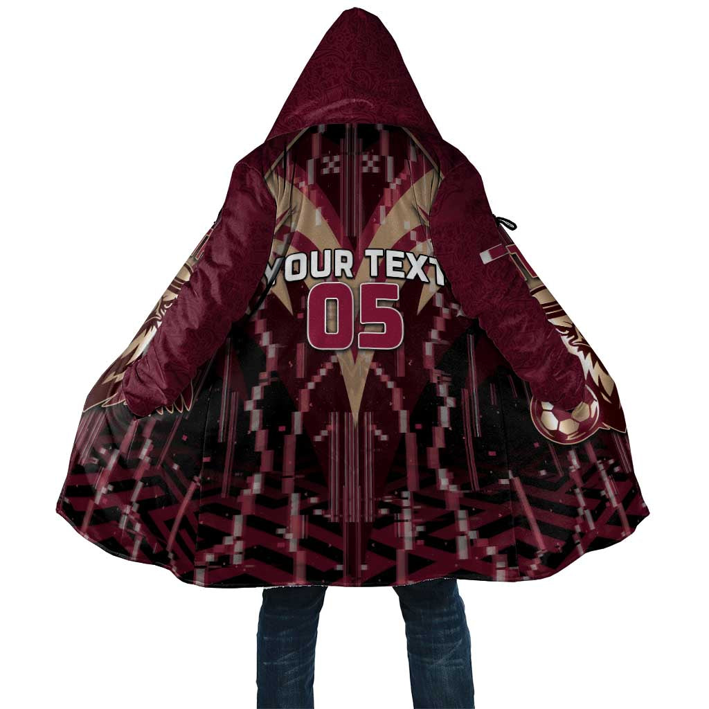 Custom Qatar Football Cloak Glitch Style Falcon With Arabic Patterns