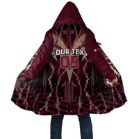 Custom Qatar Football Cloak Glitch Style Falcon With Arabic Patterns