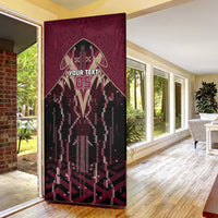 Custom Qatar Football Door Cover Glitch Style Falcon With Arabic Patterns