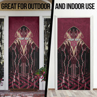 Custom Qatar Football Door Cover Glitch Style Falcon With Arabic Patterns
