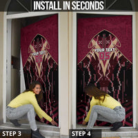 Custom Qatar Football Door Cover Glitch Style Falcon With Arabic Patterns
