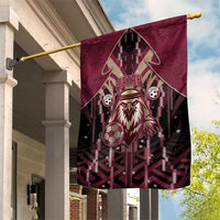 Qatar Football Garden Flag Glitch Style Falcon With Arabic Patterns