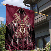 Qatar Football Garden Flag Glitch Style Falcon With Arabic Patterns
