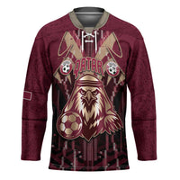 Custom Qatar Football Hockey Jersey Glitch Style Falcon With Arabic Patterns