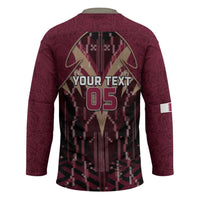 Custom Qatar Football Hockey Jersey Glitch Style Falcon With Arabic Patterns