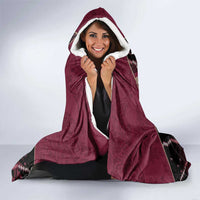 Qatar Football Hooded Blanket Glitch Style Falcon With Arabic Patterns
