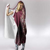 Qatar Football Hooded Blanket Glitch Style Falcon With Arabic Patterns