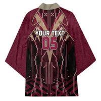 Custom Qatar Football Kimono Glitch Style Falcon With Arabic Patterns