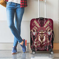 Qatar Football Luggage Cover Glitch Style Falcon With Arabic Patterns