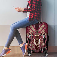 Qatar Football Luggage Cover Glitch Style Falcon With Arabic Patterns