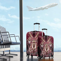 Qatar Football Luggage Cover Glitch Style Falcon With Arabic Patterns