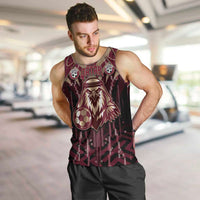 Custom Qatar Football Men Tank Top Glitch Style Falcon With Arabic Patterns