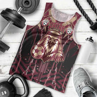 Custom Qatar Football Men Tank Top Glitch Style Falcon With Arabic Patterns