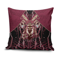 Qatar Football Pillow Cover Glitch Style Falcon With Arabic Patterns
