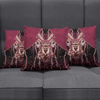 Qatar Football Pillow Cover Glitch Style Falcon With Arabic Patterns