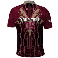Custom Qatar Football Polo Shirt Glitch Style Falcon With Arabic Patterns