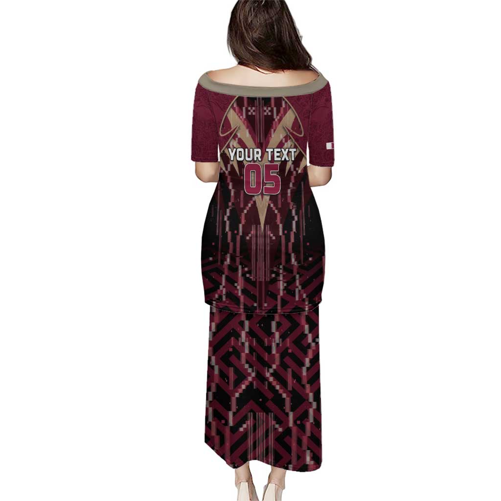 Custom Qatar Football Puletasi Glitch Style Falcon With Arabic Patterns