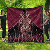Qatar Football Quilt Glitch Style Falcon With Arabic Patterns