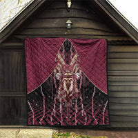 Qatar Football Quilt Glitch Style Falcon With Arabic Patterns