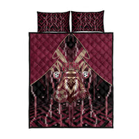 Qatar Football Quilt Bed Set Glitch Style Falcon With Arabic Patterns