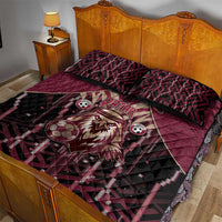Qatar Football Quilt Bed Set Glitch Style Falcon With Arabic Patterns