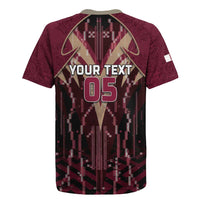 Custom Qatar Football Rugby Jersey Glitch Style Falcon With Arabic Patterns