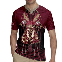 Custom Qatar Football Rugby Jersey Glitch Style Falcon With Arabic Patterns
