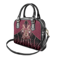 Qatar Football Shoulder Handbag Glitch Style Falcon With Arabic Patterns