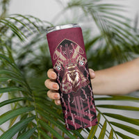 Custom Qatar Football Skinny Tumbler Glitch Style Falcon With Arabic Patterns