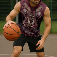 Custom Qatar Football Sleeveless Hoodie Glitch Style Falcon With Arabic Patterns