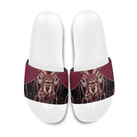 Qatar Football Slide Sandals Glitch Style Falcon With Arabic Patterns