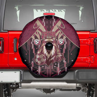 Qatar Football Spare Tire Cover Glitch Style Falcon With Arabic Patterns