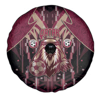Qatar Football Spare Tire Cover Glitch Style Falcon With Arabic Patterns