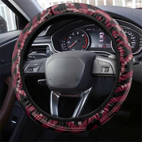 Qatar Football Steering Wheel Cover Glitch Style Falcon With Arabic Patterns