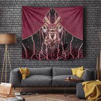 Qatar Football Tapestry Glitch Style Falcon With Arabic Patterns