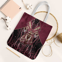 Qatar Football Tote Bag Glitch Style Falcon With Arabic Patterns