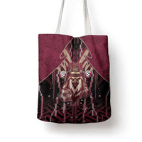 Qatar Football Tote Bag Glitch Style Falcon With Arabic Patterns