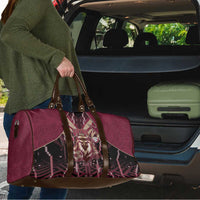Qatar Football Travel Bag Glitch Style Falcon With Arabic Patterns